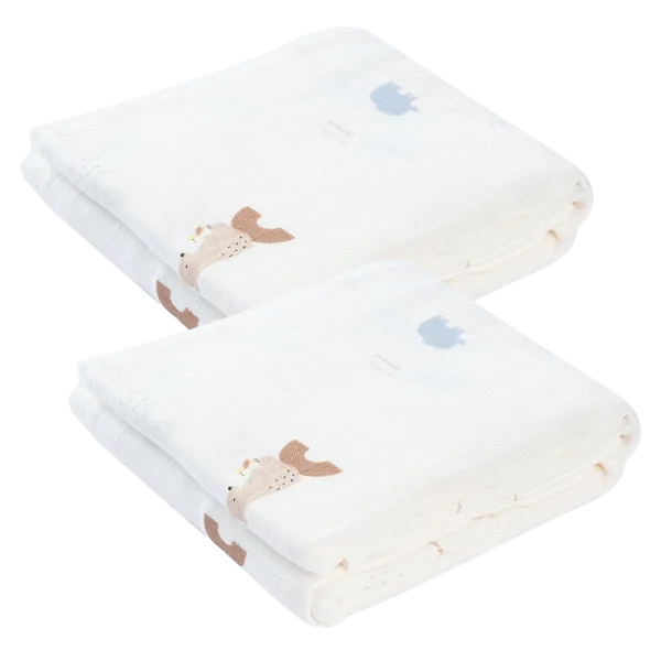 Combo 2 Khăn gạc tắm sợi tre 2 lớp Animo T2304_NBA006 (90x90cm,1 cái) (giao màu ngẫu nhiên)