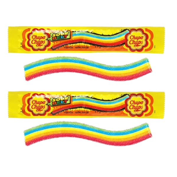 Combo 2 Chupa Chups Sour Belt kẹo dẻo hương trái cây 8g - thanh