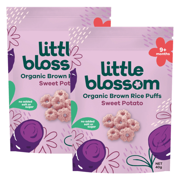 Combo 2 Bánh Puffs Gạo Lứt Hữu Cơ Little Blossom Vị Khoai Lang Tím 40g