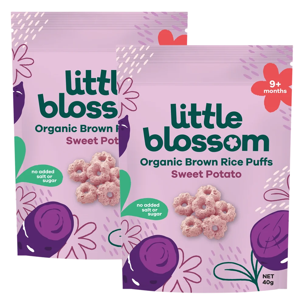 Combo 2 Bánh Puffs Gạo Lứt Hữu Cơ Little Blossom Vị Khoai Lang Tím 40g