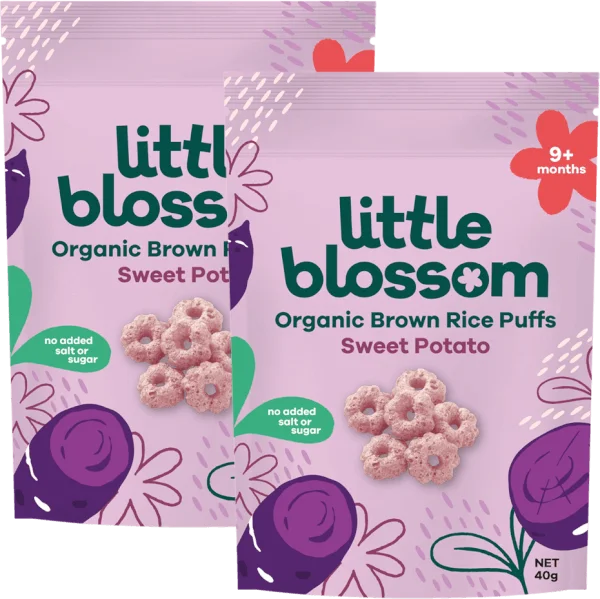 Combo 2 Bánh Puffs Gạo Lứt Hữu Cơ Little Blossom Vị Khoai Lang Tím 40g