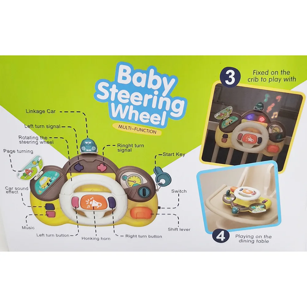 Đồ chơi vô lăng lái xe có nhạc đèn kèm dây gắn linh hoạt LH16879788 C404 (Vàng)