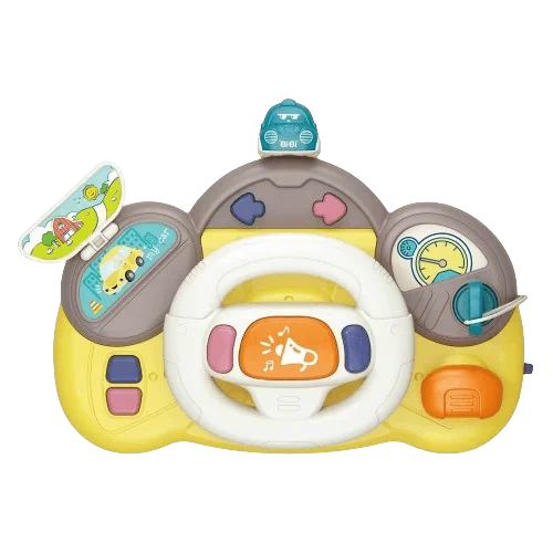 Đồ chơi vô lăng lái xe có nhạc đèn kèm dây gắn linh hoạt LH16879788 C404 (Vàng)