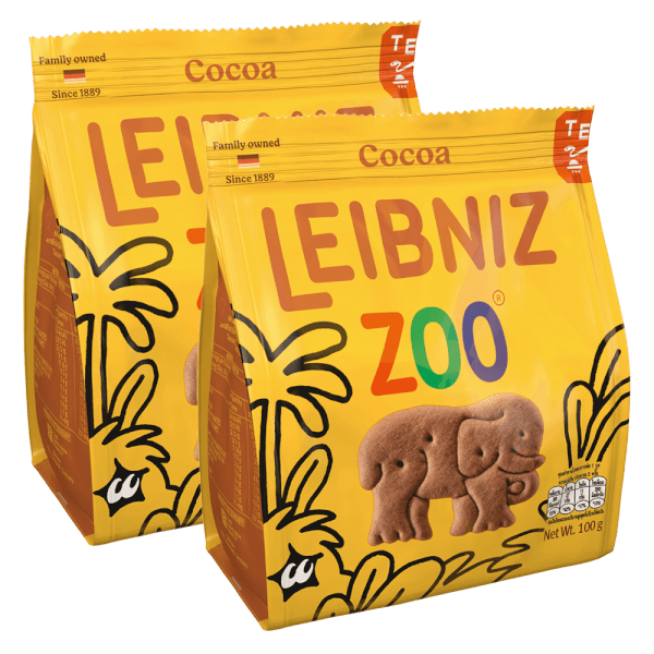 Combo 2 Bánh qui ca cao hình thú rừng nhiệt đới Bahlsen Zoo  100g