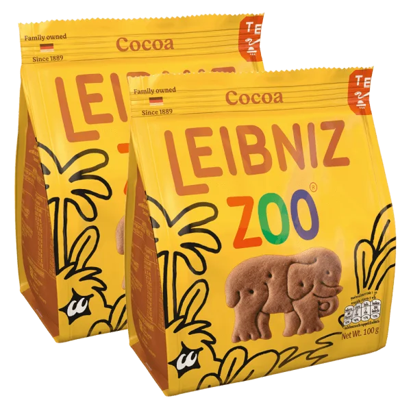 Combo 2 Bánh qui ca cao hình thú rừng nhiệt đới Bahlsen Zoo  100g
