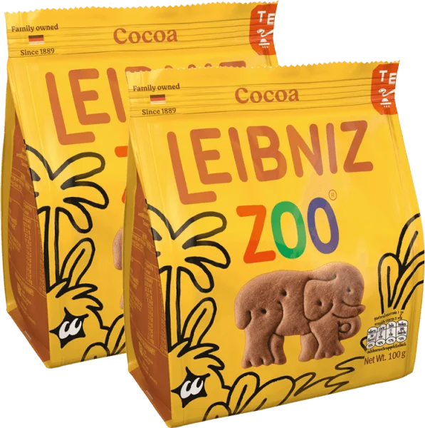 Combo 2 Bánh qui ca cao hình thú rừng nhiệt đới Bahlsen Zoo  100g