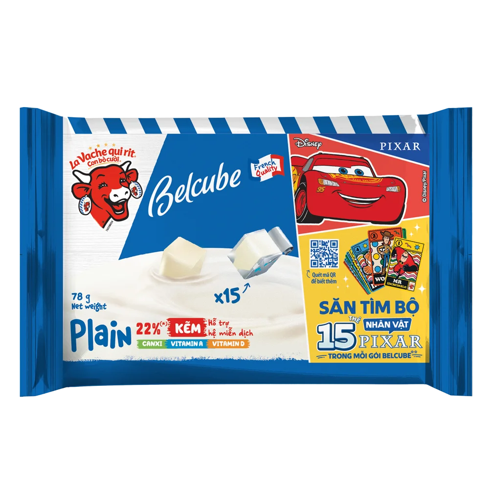 Thực phẩm bổ sung phô mai Con Bò Cười vuông Belcube vị truyền thống 78g