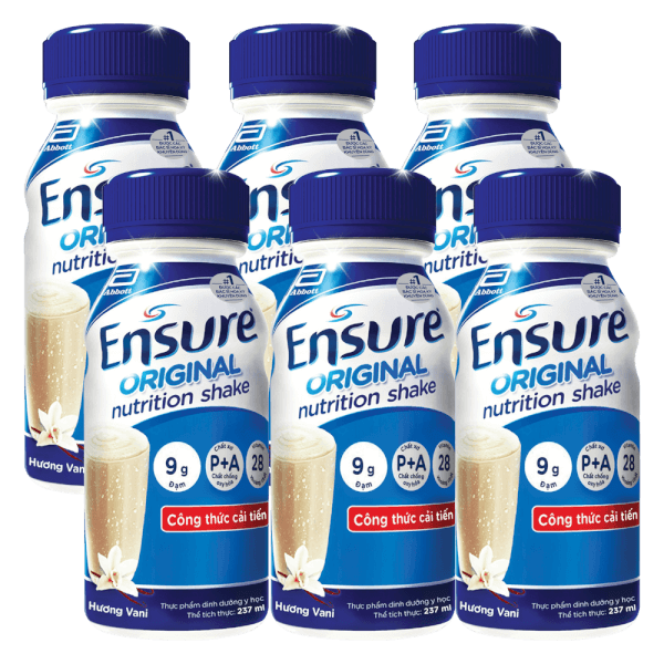 Thùng Thực phẩm dinh dưỡng y học Ensure dạng lỏng hương vani 237ML - Lốc 6 chai - 4 lốc/thùng