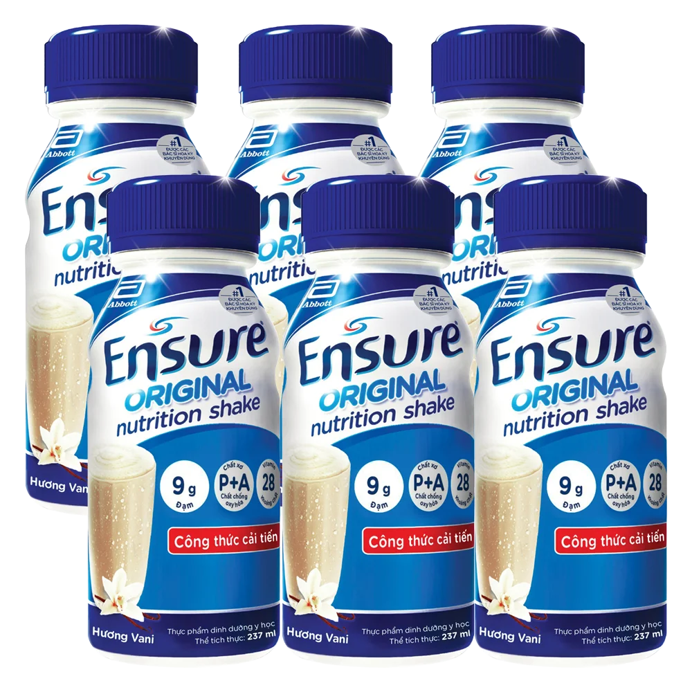 Thực phẩm dinh dưỡng y học Ensure dạng lỏng hương vani 237ML - Lốc 6 chai