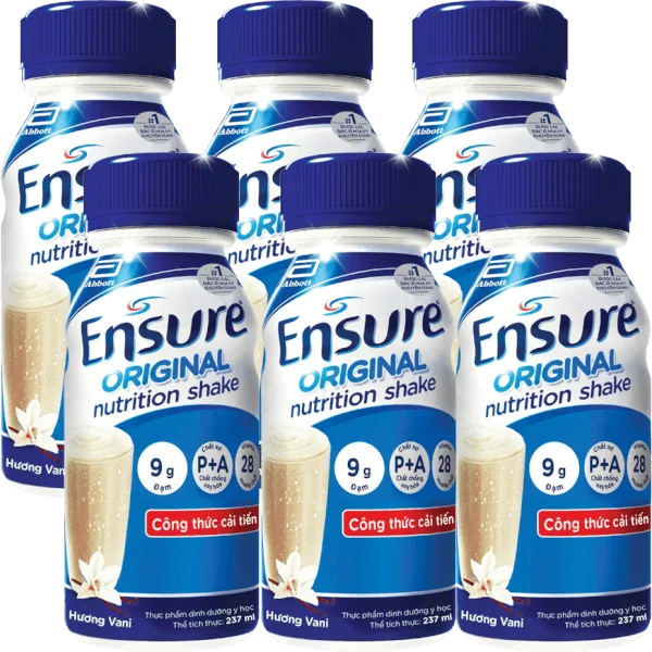 Thực phẩm dinh dưỡng y học Ensure dạng lỏng hương vani 237ML - Lốc 6 chai