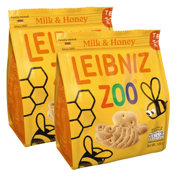 Combo 2 bánh qui sữa & mật ong  hình gấu & ong Bahlsen Zoo 100g