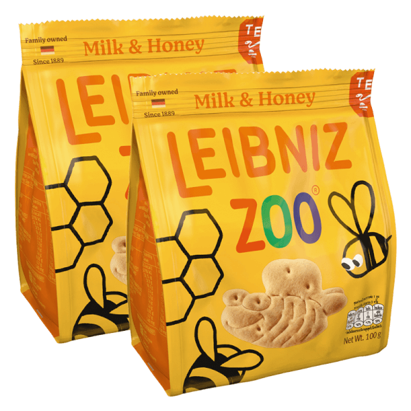 Combo 2 bánh qui sữa & mật ong  hình gấu & ong Bahlsen Zoo 100g