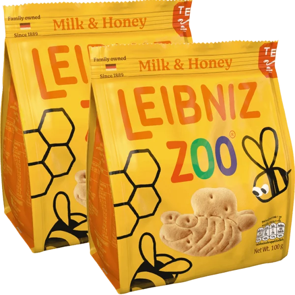 Combo 2 bánh qui sữa & mật ong  hình gấu & ong Bahlsen Zoo 100g