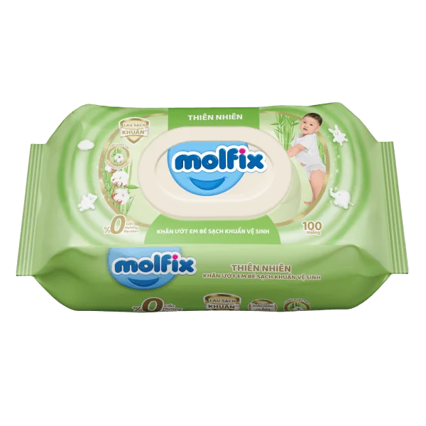 Khăn ướt em bé sạch khuẩn vệ sinh Molfix 100 miếng (Giao bao bì ngẫu nhiên)