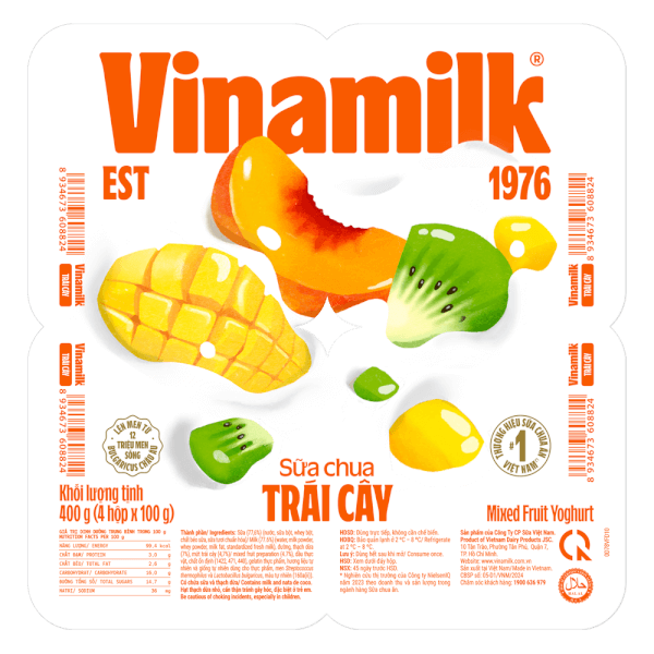 Sữa chua Vinamilk Trái cây 100g (Giao bao bì ngẫu nhiên)