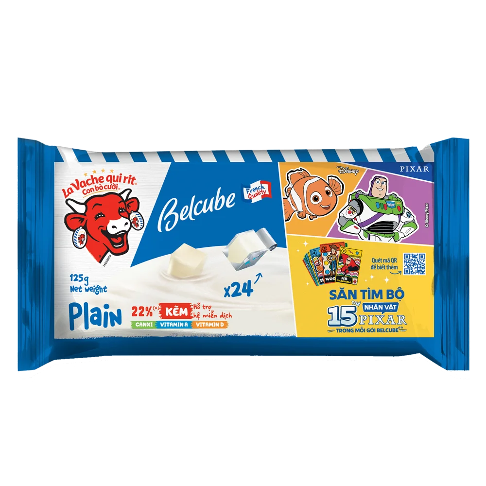 Phô mai Con Bò Cười Vuông  Belcube Plain 24C