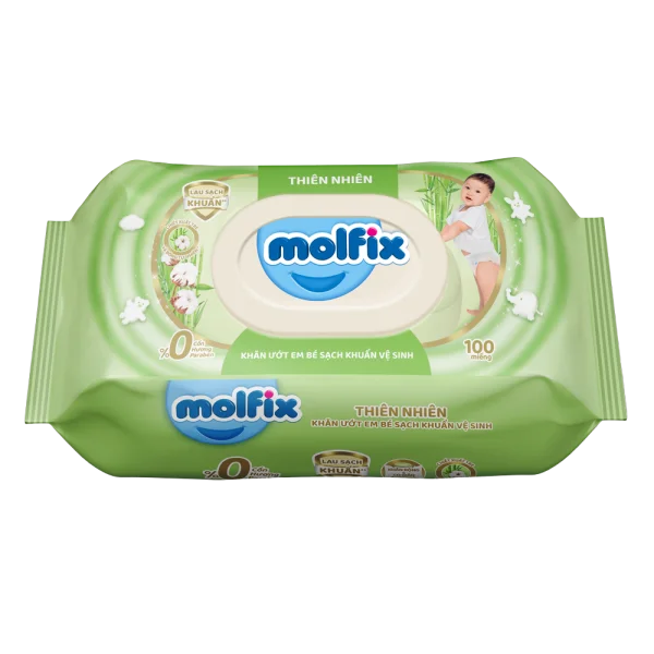 Combo 5 Khăn ướt em bé sạch khuẩn vệ sinh Molfix 100 miếng