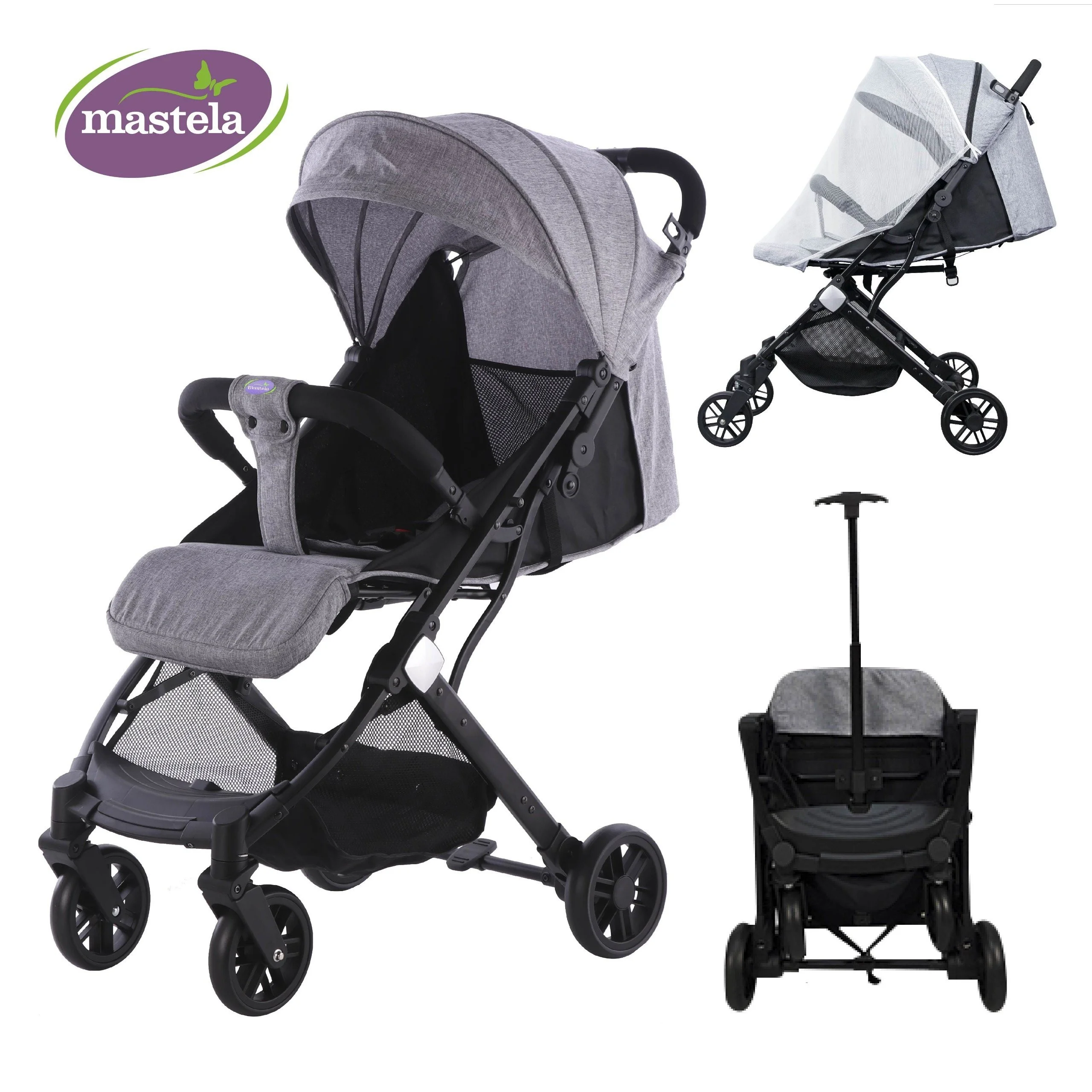 Xe đẩy du lịch gấp gọn tích hợp tay kéo Mastela HN-275 (màu ghi)