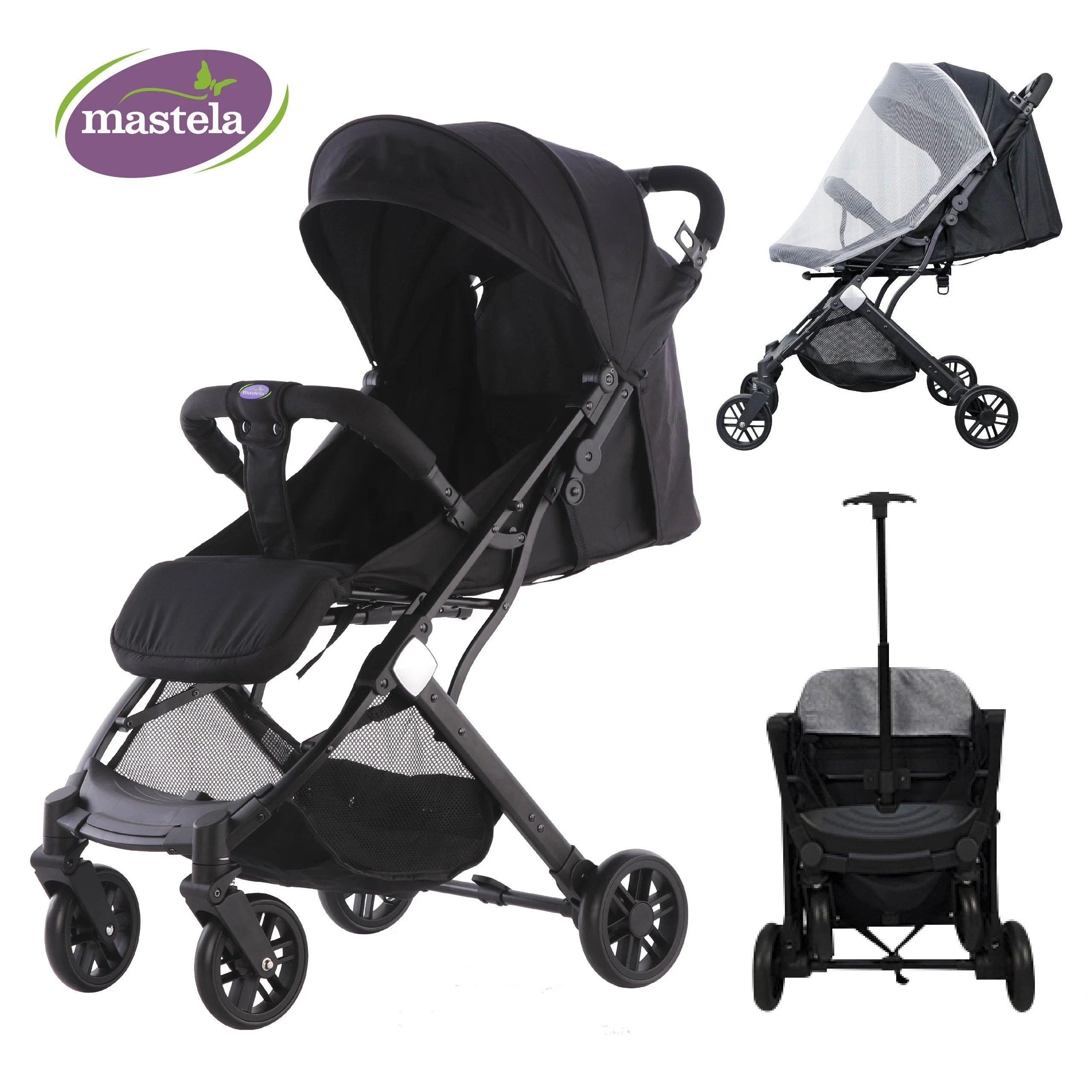 Xe đẩy du lịch gấp gọn tích hợp tay kéo Mastela HN-275 (màu đen)