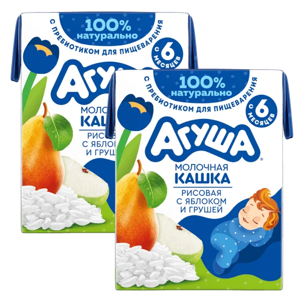 Combo 2 Sữa Đêm Gạo Sữa Vị Táo Và Lê Agusha 200ml