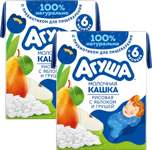 Combo 2 Sữa Đêm Gạo Sữa Vị Táo Và Lê Agusha 200ml