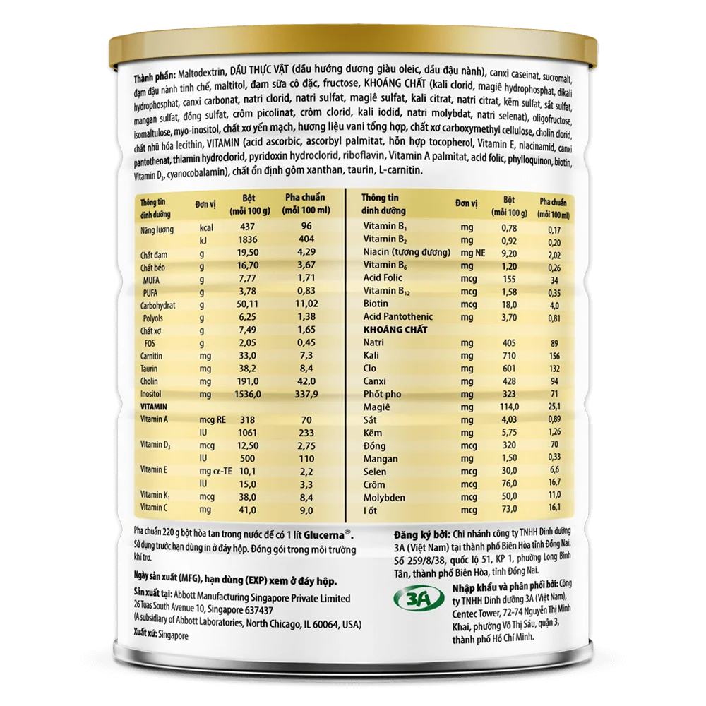 Thực phẩm dinh dưỡng y học Glucerna hương vani 800g