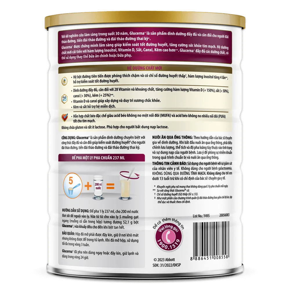 Thực phẩm dinh dưỡng y học Glucerna hương vani 800g
