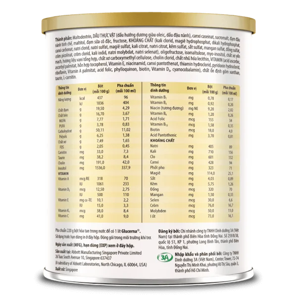 Thực phẩm dinh dưỡng y học Glucerna hương vani 380g