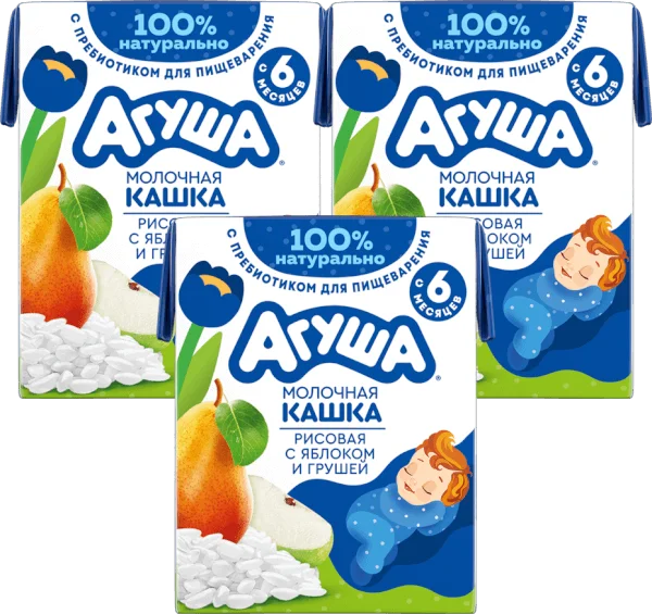 Combo 3 Sữa đêm gạo sữa vị táo và lê Agusha 200ml