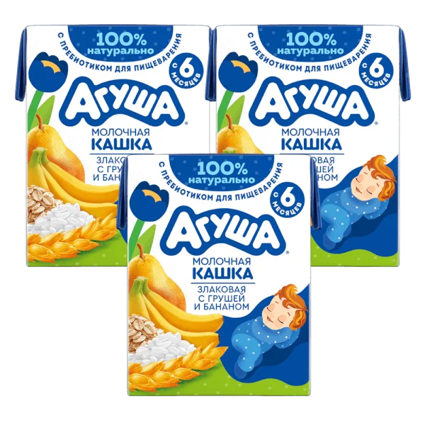 Combo 3 Sữa đêm ngũ cốc vị lê và chuối Agusha 200ml