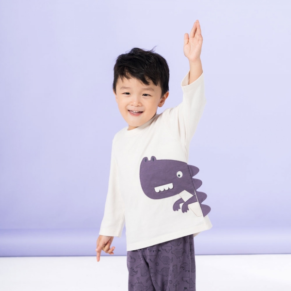 Bộ bé trai dài Dino Animo HN1223004 (6M-6Y,Kem phối tím)