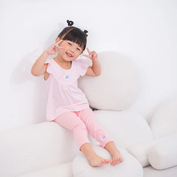 Bộ bé gái lửng Thiên Nga Animo VD1223050 (6M-6Y,Hồng nhạt)