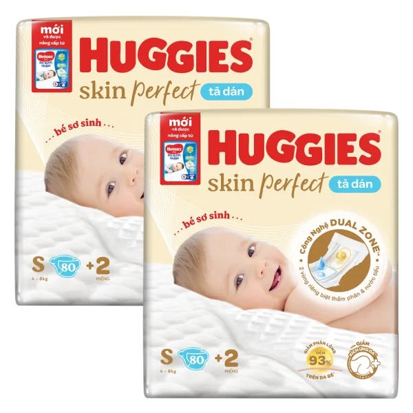 Combo 2 Tã dán sơ sinh Huggies Skin Perfect (S, 4-8kg, 80 miếng)