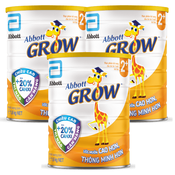 Combo 3 Sữa Abbott Grow 2+ 1,6kg (trên 2 tuổi) hương Vani