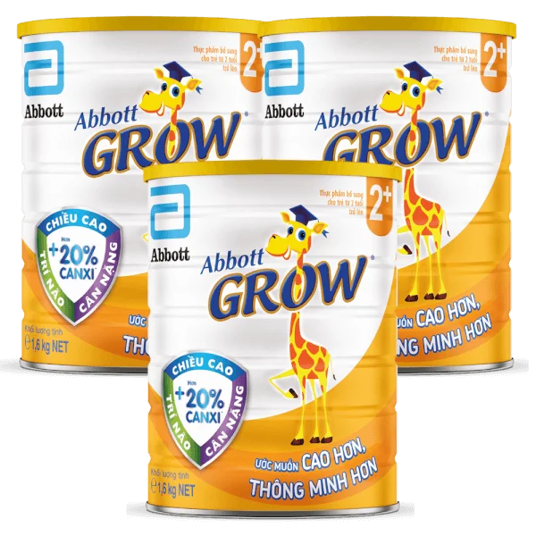 Combo 3 Sữa Abbott Grow 2+ 1,6kg (trên 2 tuổi) hương Vani