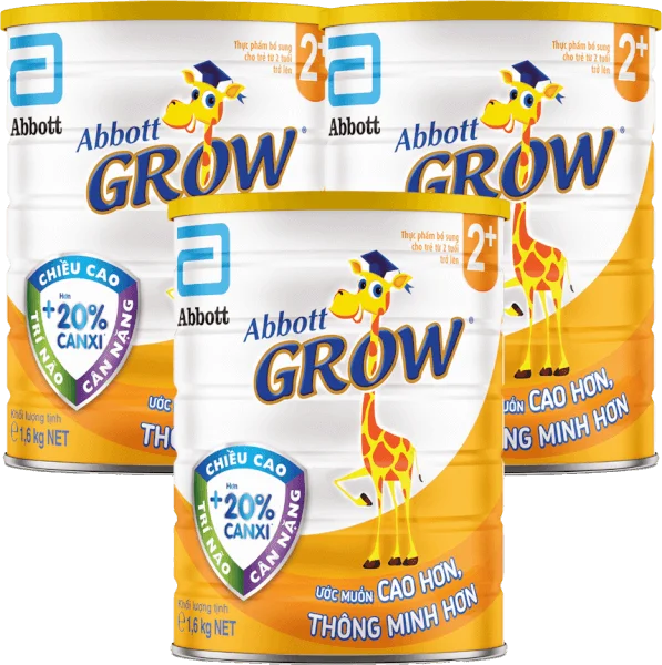 Combo 3 Sữa Abbott Grow 2+ 1,6kg (trên 2 tuổi) hương Vani