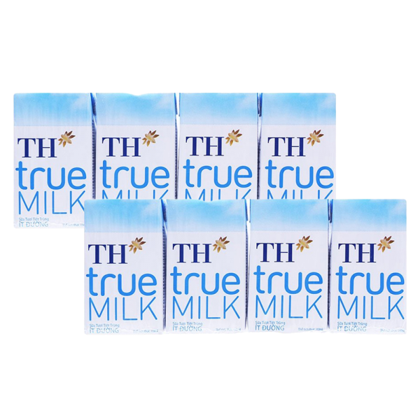 Combo 2 Sữa tươi tiệt trùng TH true Milk ít đường 110ml (lốc 4 hộp)