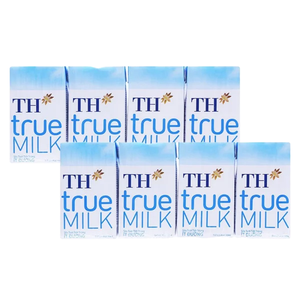 Combo 2 Sữa tươi tiệt trùng TH true Milk ít đường 110ml (lốc 4 hộp)