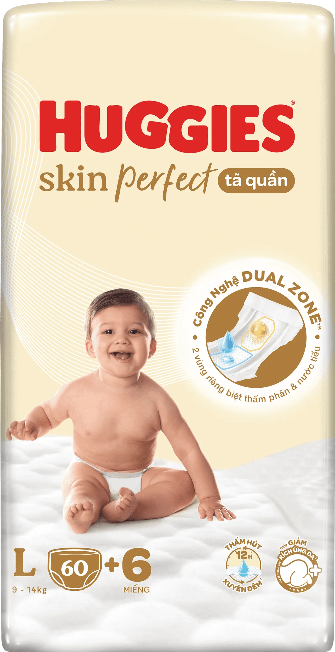Tã quần Huggies SkinPerfect Pants (L, 9-14kg, 60+6 miếng) (giao bao bì ngẫu nhiên)