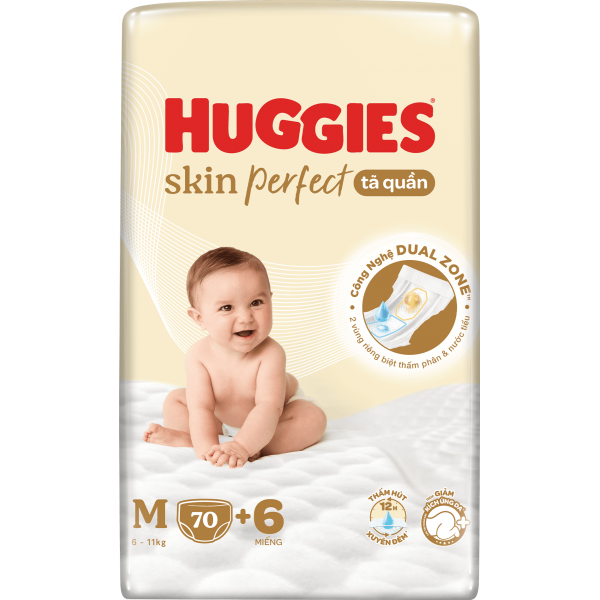 Tã quần Huggies SkinPerfect Pants (M, 6-11kg, 70+6 miếng)