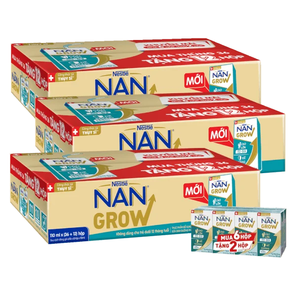 Combo 3 thùng thực phẩm bổ sung Nestlé NANGROW 6 (8x110ml) Mua 6 tặng 2