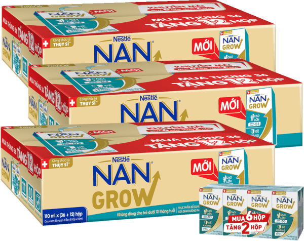 Combo 3 thùng thực phẩm bổ sung Nestlé NANGROW 6 (8x110ml) Mua 6 tặng 2