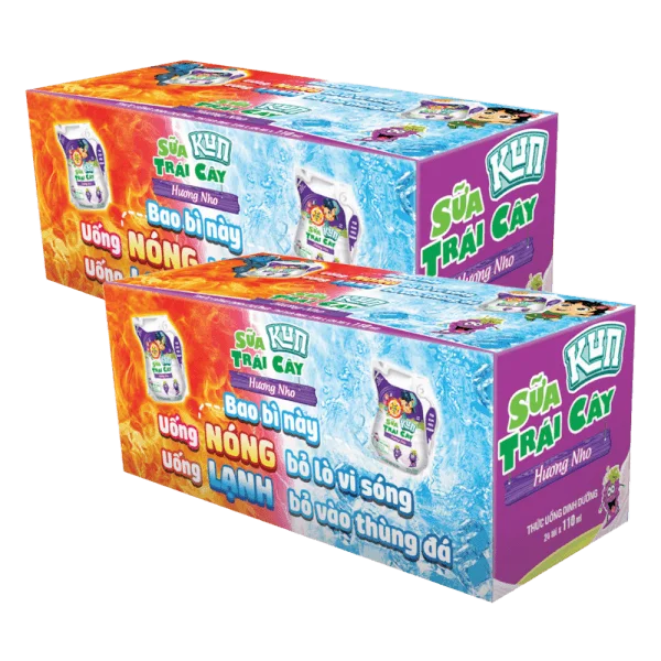 Combo 2 thùng sữa uống KUN hương Nho 110ml - 24 túi