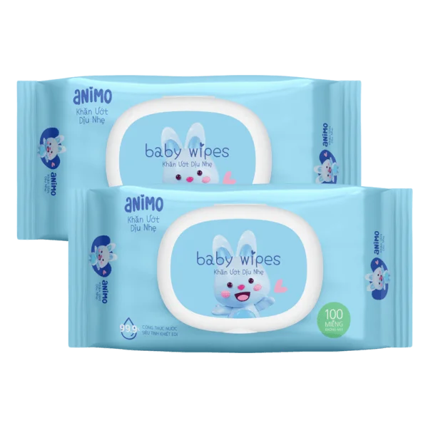 Combo 2 khăn Ướt Dịu Nhẹ Animo không mùi (100 tờ)