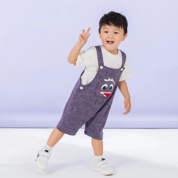 Bộ yếm bé trai ngắn Dino Animo HN0524001 (9M-4Y,Kem phối tím)