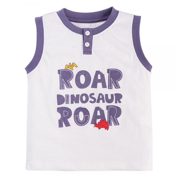 Bộ sát nách bé trai ngắn Dino Animo HN0524004 (6M-6Y,Kem phối tím)