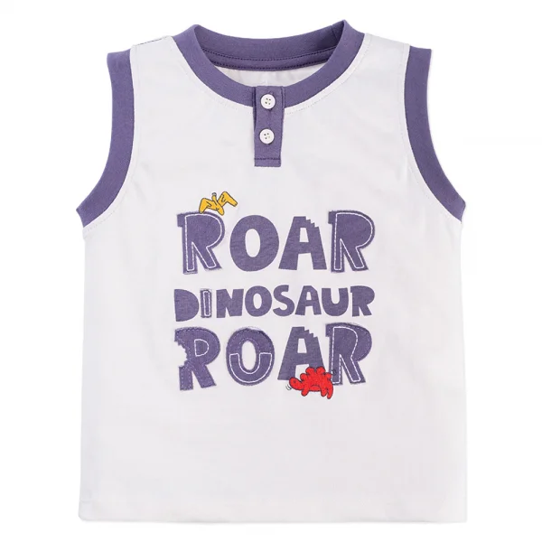 Bộ sát nách bé trai ngắn Dino Animo HN0524004 (6M-6Y,Kem phối tím)