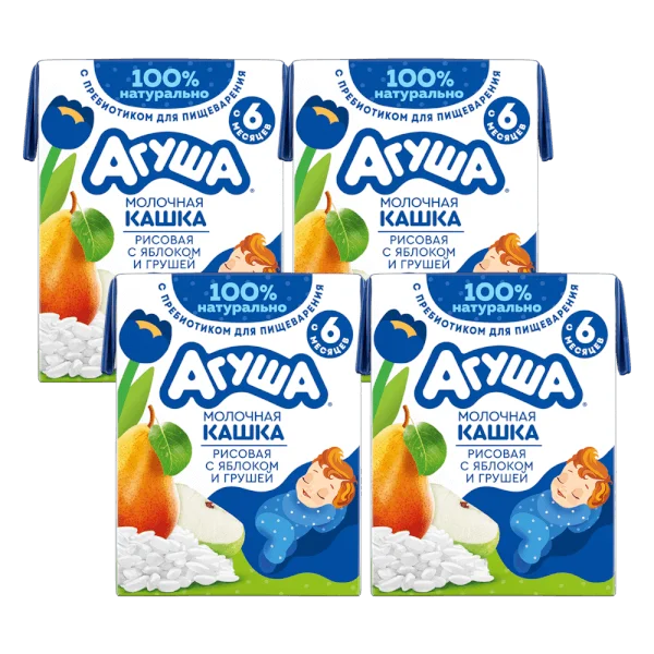 Combo 4 Sữa Đêm Gạo Sữa Vị Táo Và Lê Agusha 200ml