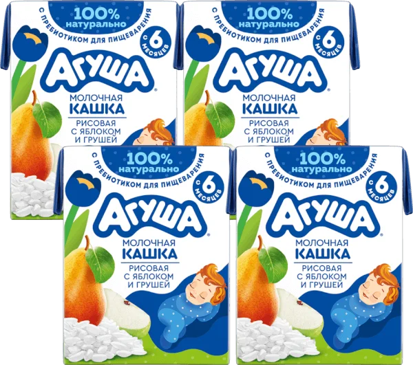 Combo 4 Sữa Đêm Gạo Sữa Vị Táo Và Lê Agusha 200ml