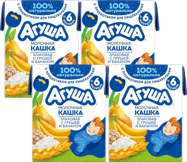 Combo 4 Sữa Đêm Ngũ Cốc Vị Lê Và Chuối Agusha 200ml